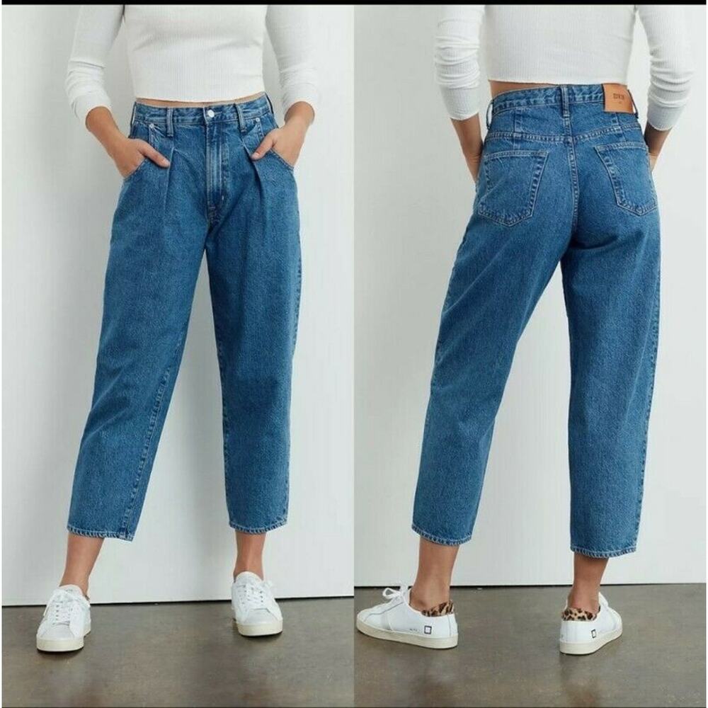NWOT Edwin Blake High Rise Relaxed Fit Pleated Cropped Jeans Size 26 $298